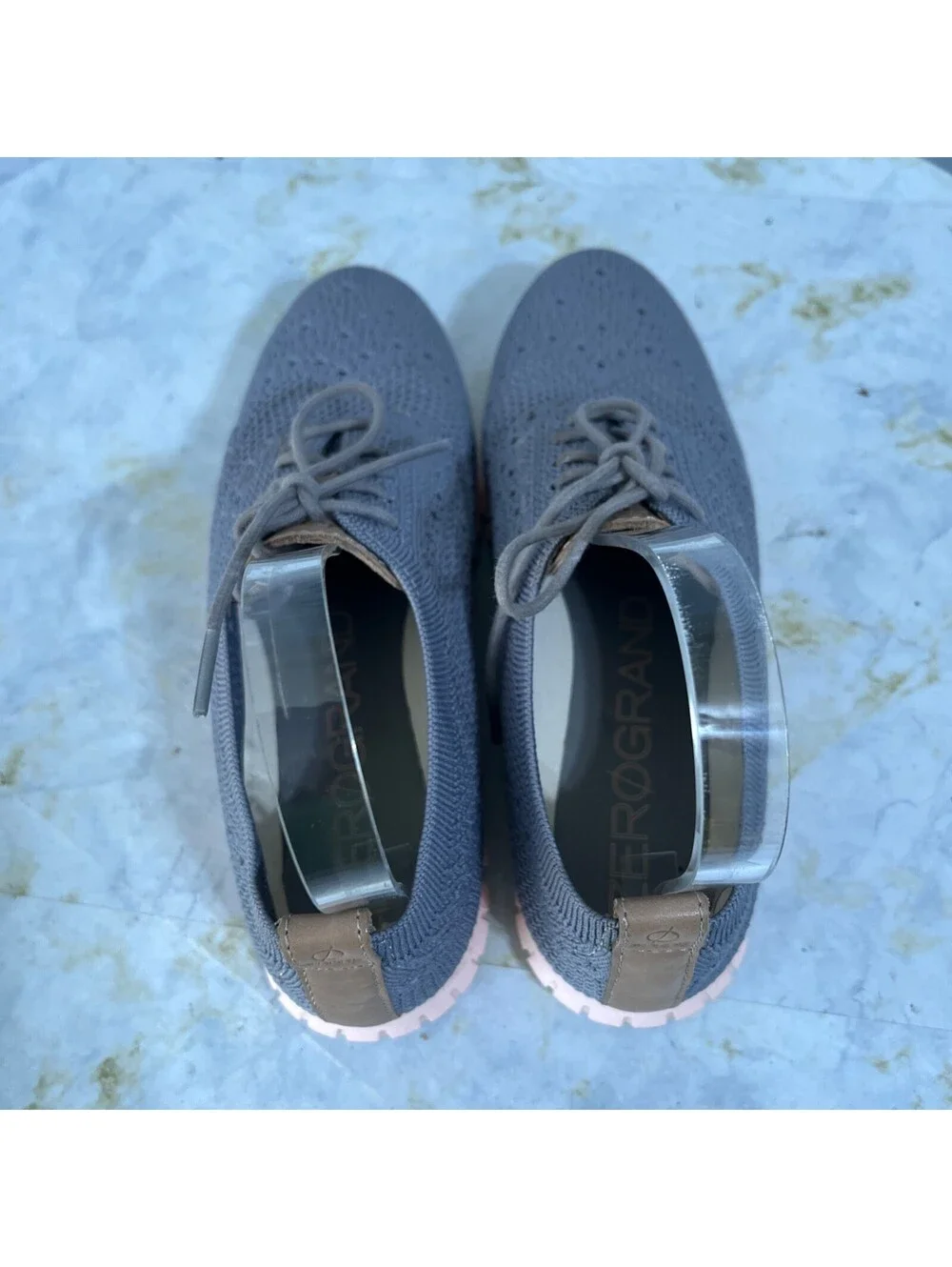 Cole Haan Zerogrand Stitchlite Womens Sz 6.5 Shoes Gray Pink Knit Comfort Oxford